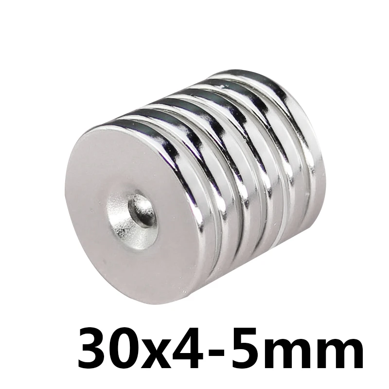 

1pcs Super Strong Ring Loop Countersunk Magnet Rare Earth Neo Neodymium Magnets Cylinder 5mm 30 x 4 mmm hole 5mm