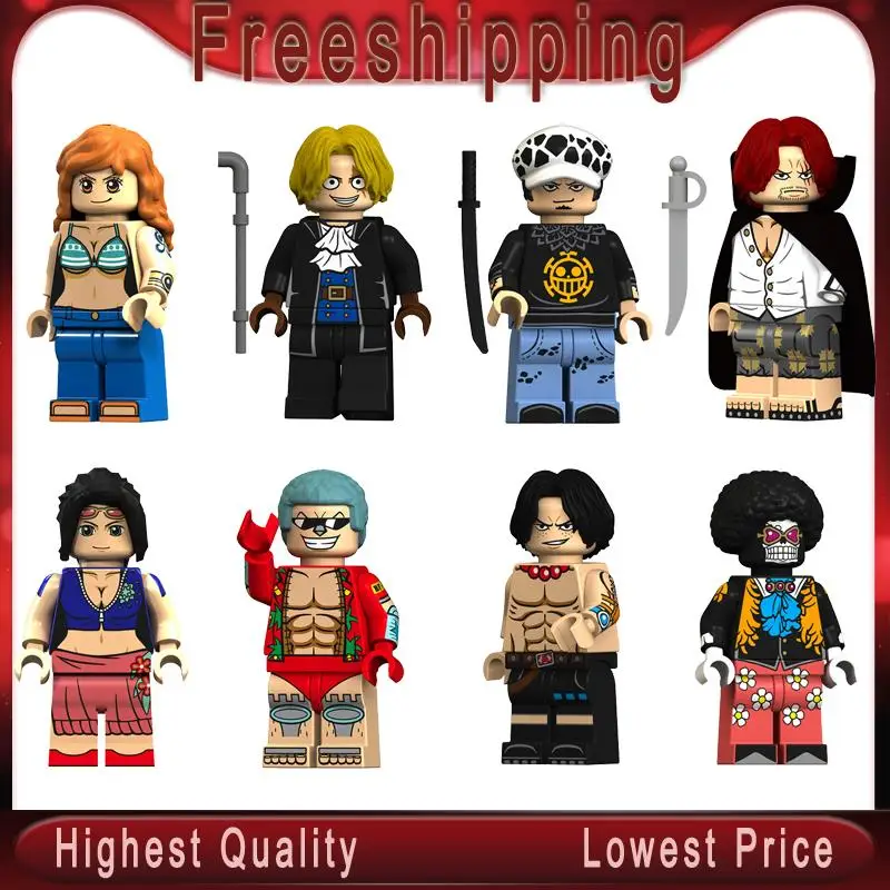 

Japanese Cartoon One Piece MINIfiGurEd Luffy Nico Robin Franky Law Sabo Shanks Nami Ace Brook Blocks Xmas Gifts legoe KT1013