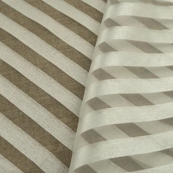 

Ivory white black striped jacquard organza fabric textiles