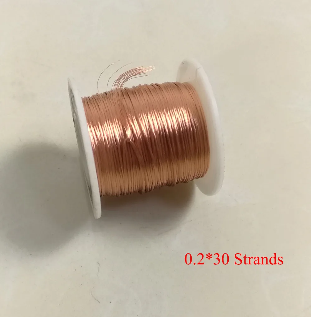 0,2 мм* 30 нитей полиуретан эмалированная медная проволока многожильный провод Litz, длина около 20 м/лот