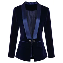 Two colors high quality 2018 autumn and winter new fashion solid color velvet fabric lapels button Slim women’s Blazer