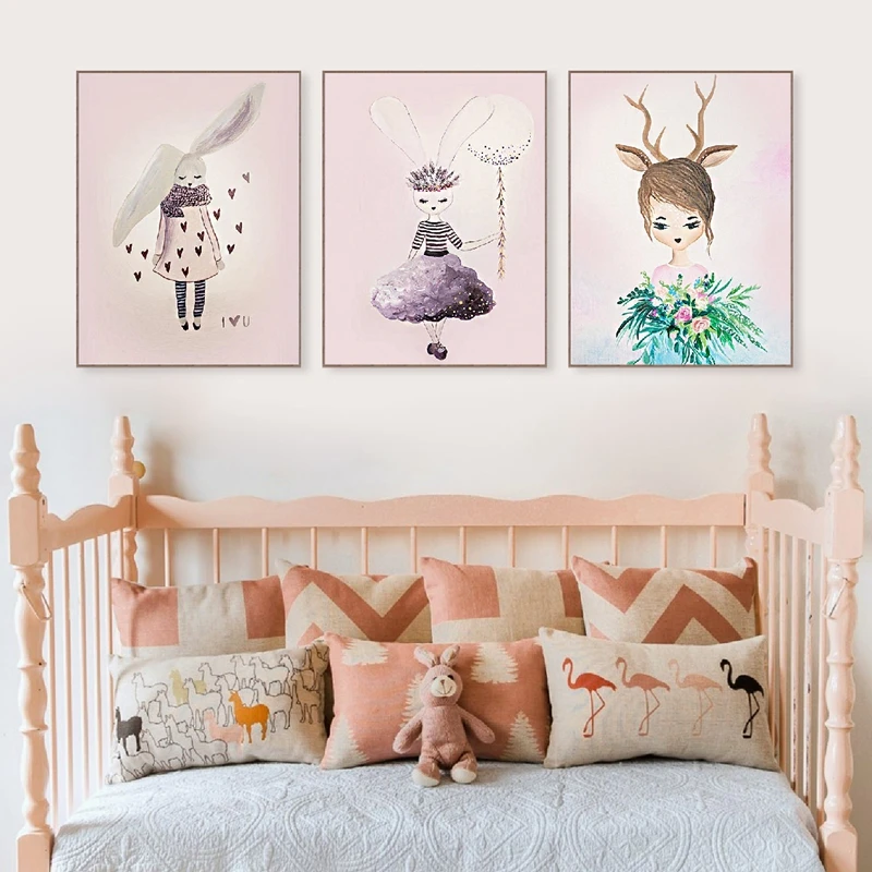 Rabbit Painting Girls Room Decor