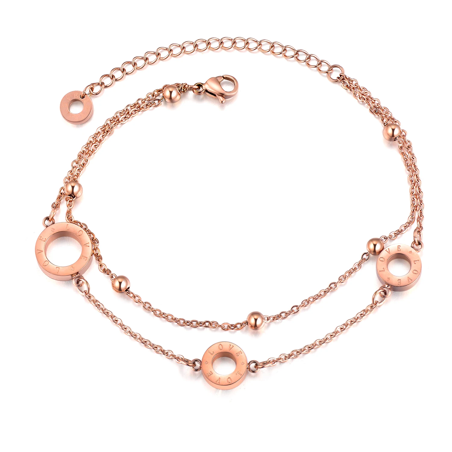 Женский браслет из нержавеющей стали под розовое золото с Шармами|bracelets for|charm