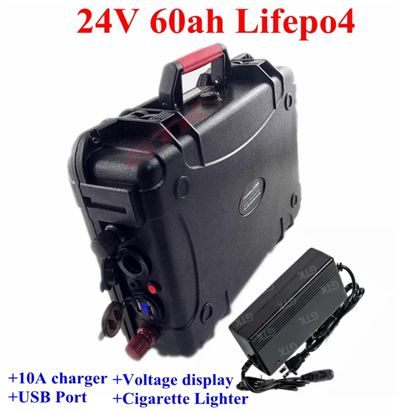 

GTK24V 60AH Lifepo4 Lithium battery 8s BMS for inverter RV EV solar panel Security equipment Tourist boat +10A Charger