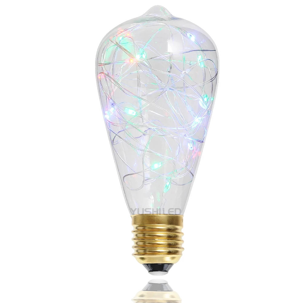 

3Pack ST64 Vintage Edison Bulb,E27 2W Antique RGB Filament Globe Spiral LED Lightsr Home Party Hotel Cafes Bars Decoration