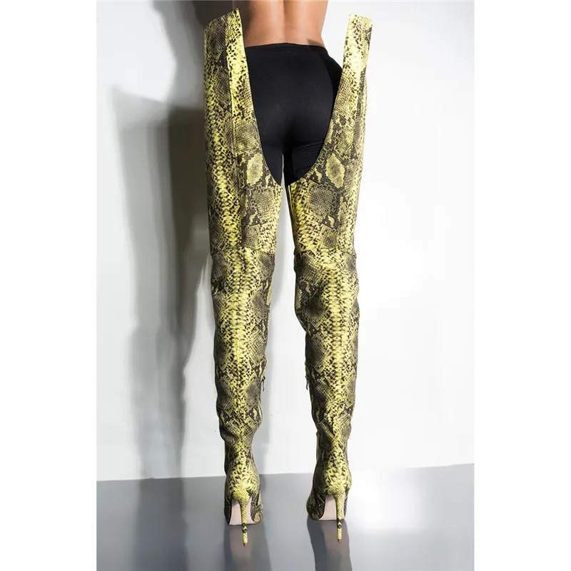 2019 Alta Mujer Rodilla Muslo De Mujeres Nuevo Serpiente Imprimir Pantalón Sobre Sexy La Python Cintura Entrepierna Piel Moda Botas Invierno Del Pic Largo As dTOwqw