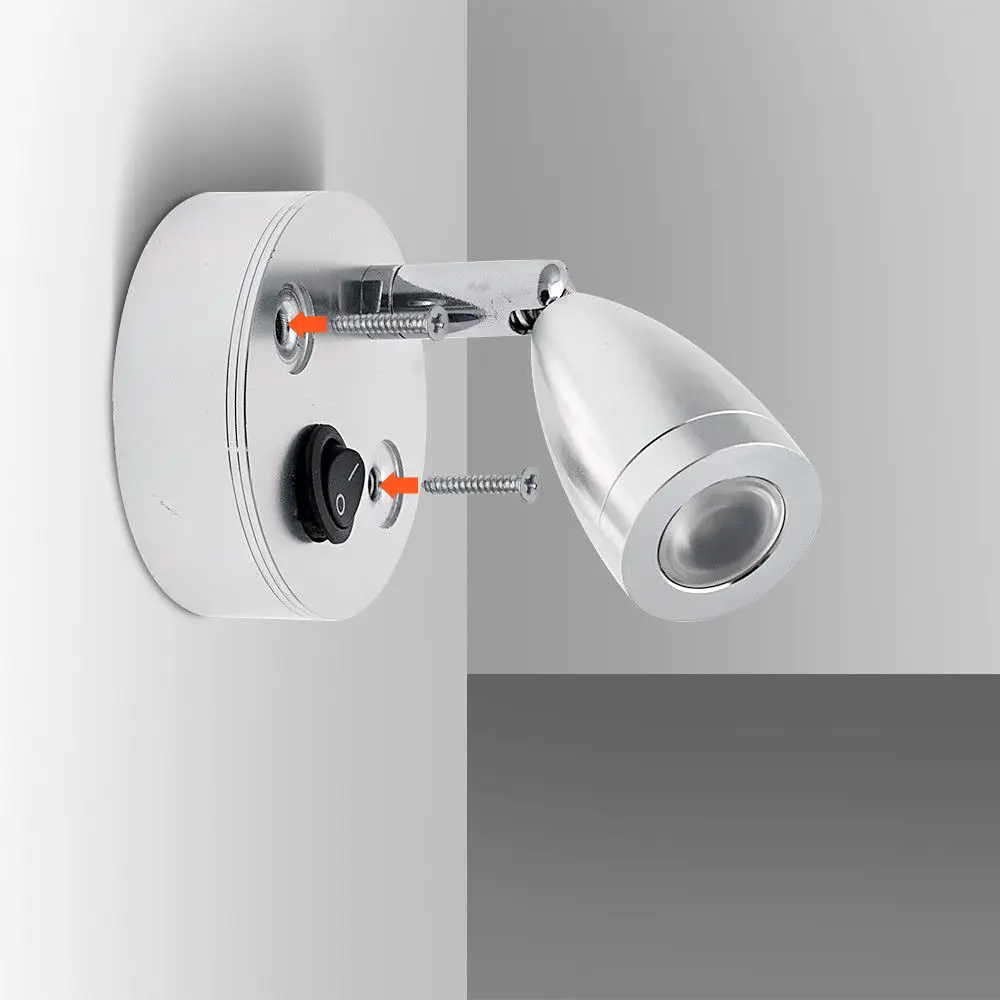 Interruptor de Luz de Parede Luz de Leitura para Camper 2x12 v Leitura Luz Quente Led Spot 3 w Levou Van Caravana Barco 3000 k 5 leitura 3 w interruptor para campista van caravana barco 3000 k