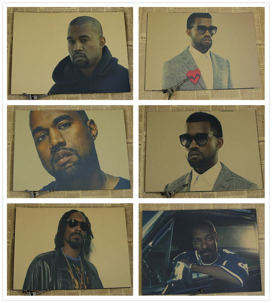 

2PAC/drake/Wiz Khalifa/snoop dogg/Kanye West hip hop poster/wall sticker/kraft poster Part.2