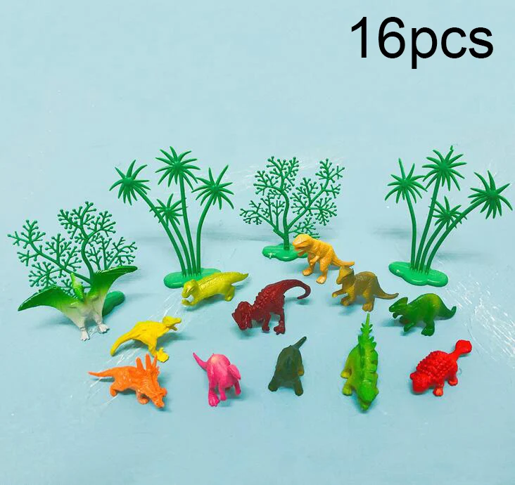 16pcs/lot Jungle theme party Dinosaur Cake Topper DIY cake Decoration Baby Shower Birthday party supplies Cake flag - Цвет: cake DIY 16pcs