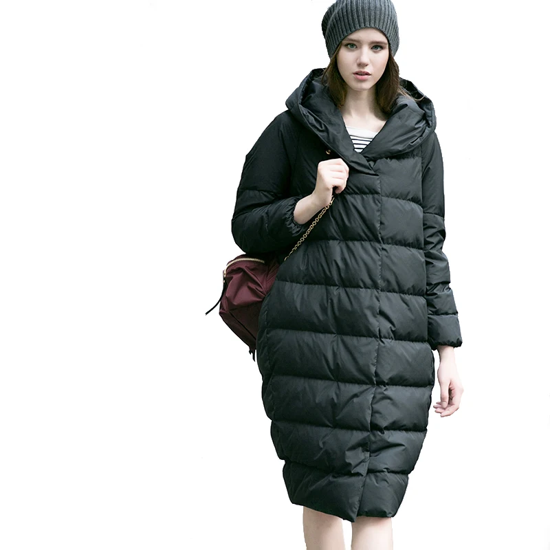 2017 Women White Down Warm Coat Parka Long Simple Cocoon shape Coat