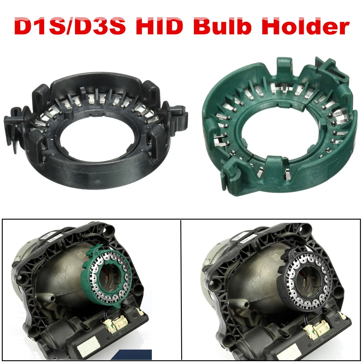2Pcs D1S D3S Xenon HID Bulb Holder Adapter Adaptor Clip Ring Retainer