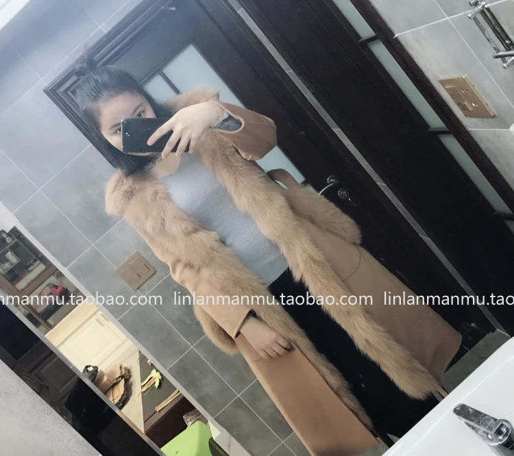 В межсезонье складское оформление женская Средняя и долгосрочная Новинка Специальная цена Лисий шерстяной жакет с внутренней подкладкой
