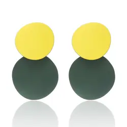 Милые круглые серьги-гвоздики для женщин металлические двойные металлические монеты серьги подарок для друга дропшиппинг ez41