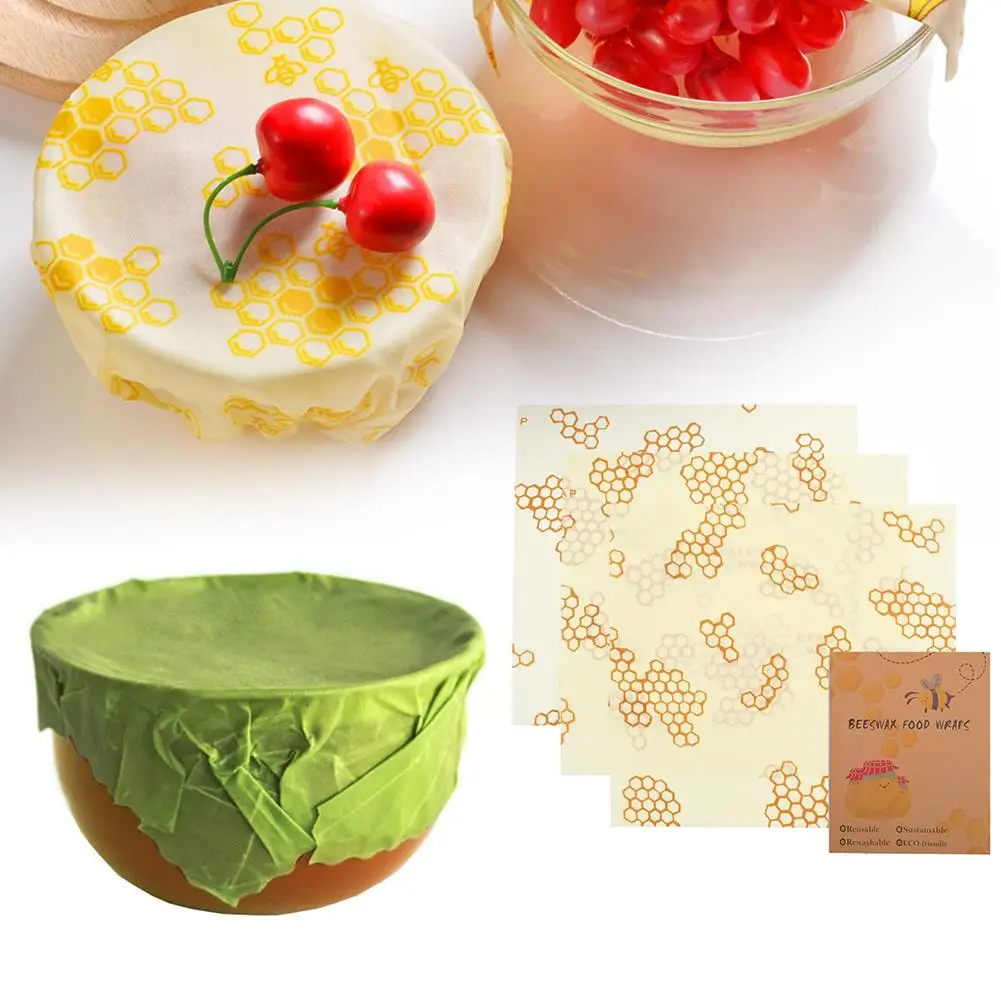 

Reusable Food Beeswax Cloth Bees Wrap Organic Reusable Food Wraps Non-Toxic Vacuum Food Kitchen Storage For Kitchen Supplies