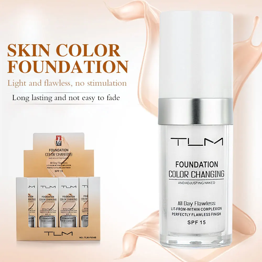 

TLM Color Changing Liquid Foundation 30ml Makeup Change To Your Skin Tone By Just Blending Waterproof Cover Concealer Beauty