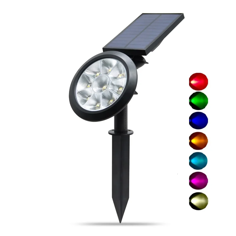 

9 LED Solar Lawn Light Waterproof Garden Spotlight Landscape Lights Auto Lamp Working 7 Colors Changes For Outdoor Pathway Light
