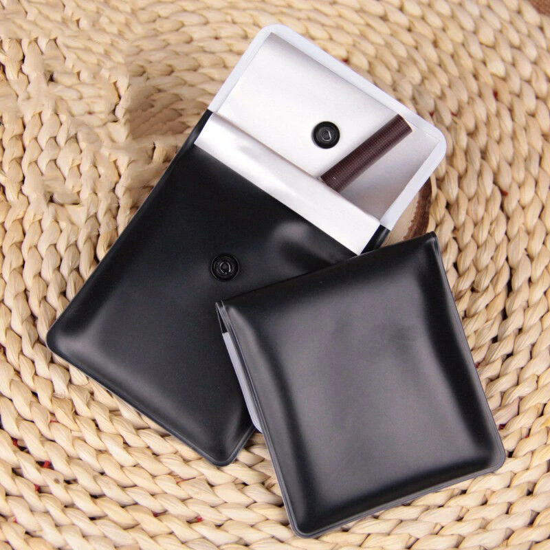 2pcs/set 7.5*8cm Black Ashtrays Bags for Outdoor Dating Shopping Smoking Cigarette Tobacco Portable PVC Ash Storage Bags Tools