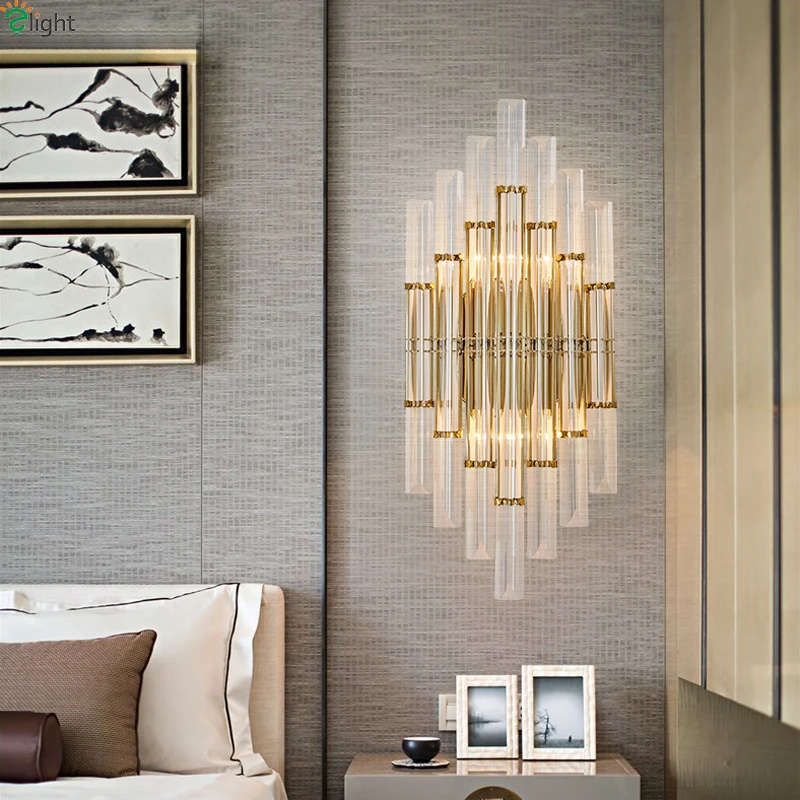  Modern Lustre Crystal Led Wall Lamp Gold Metal Bedroom Led Wall Lights Fixtures Living Room Led Wal - 32829843875