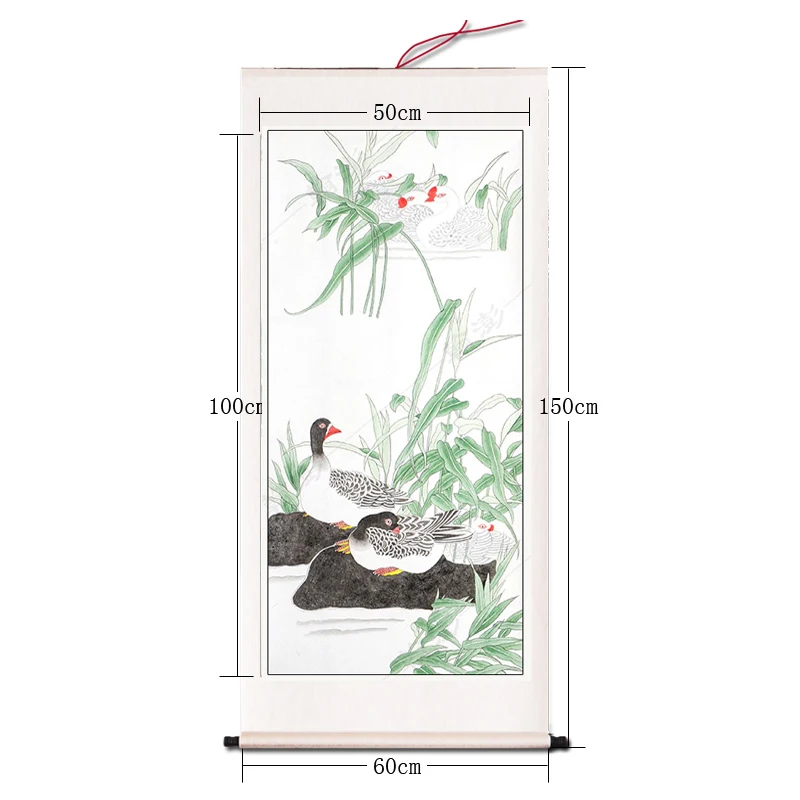 Hand Painted Traditional 100% DIY Chinese Scroll Painting 60x150cm Peony Printed Picture By Worker Wall Hanging For Home | Дом и сад