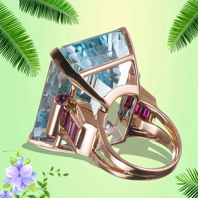 Большие кольца с кубическим цирконием из розового золота, кольца для женщин, модные ювелирные изделия, подарок на день