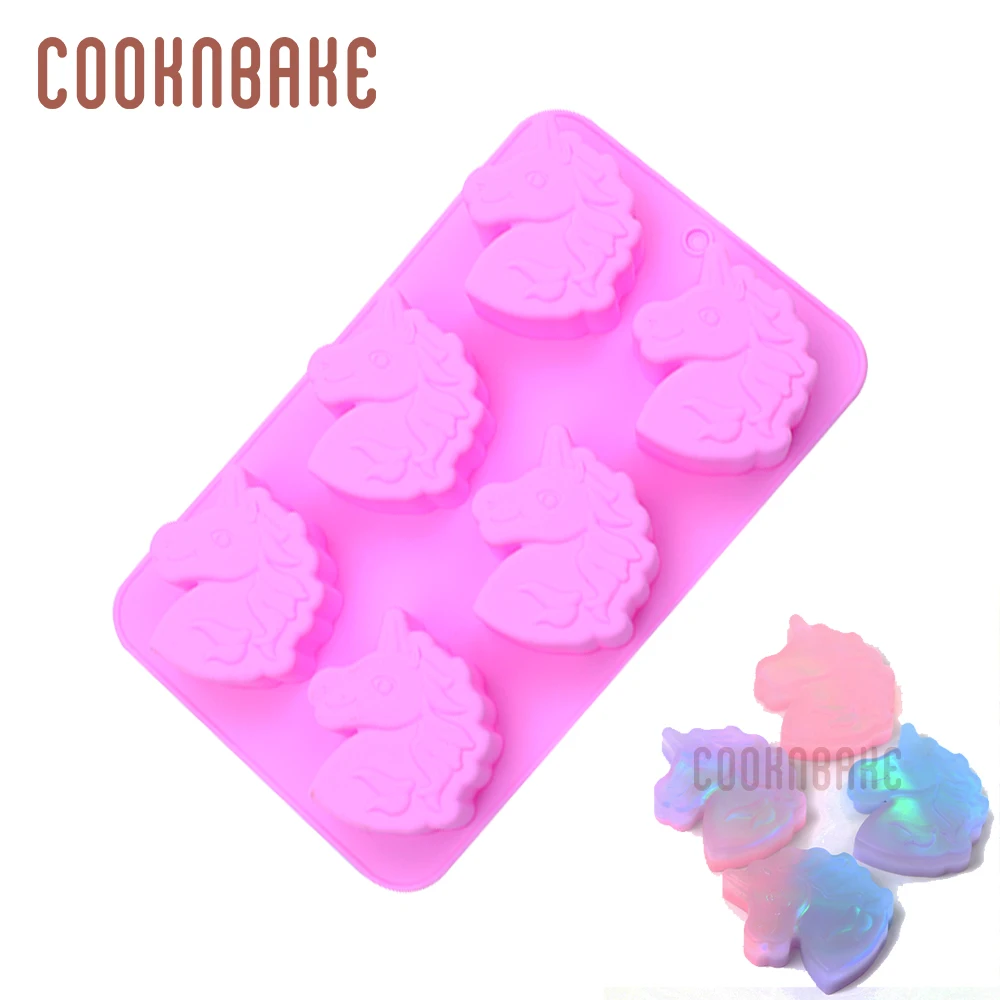 COOKNBAKE силиконовая форма для выпечки кондитерских изделий Единорог хлеб для пудинга и желе лоток для льда силиконовая форма для мыла Свеча 6 отверстий гипсовый инструмент