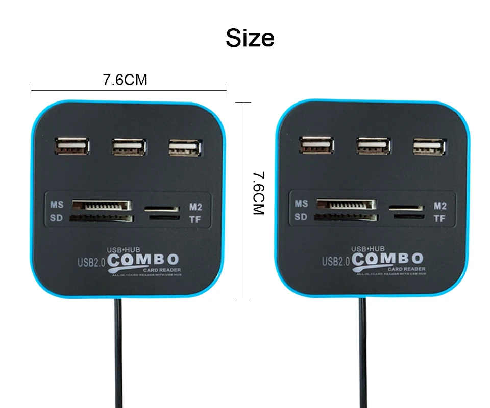 Eoth USB 2,0 usb 3,0 концентратор Combo все в одном Multi-card Reader с 3 Порты USB2.0 вцв для MMC/M2/MS голубой цвет компьютер Тетрадь