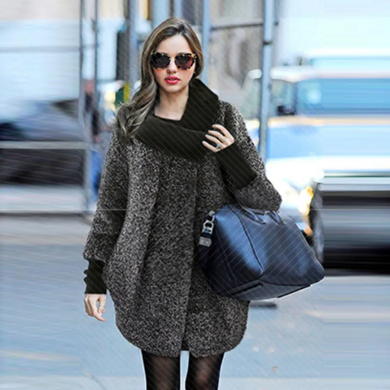 Вязаное осенне-зимнее шерстяное пальто с высоким воротом больших размеров для женщин, новинка, толстая кашемировая Женская куртка manteau femme hiver 6xl