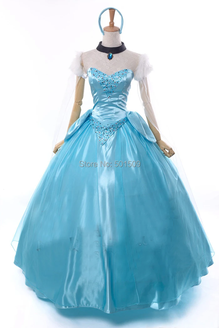 

ladies adult womens luxury beading light blue cinderella dress cosplay princess costume fairy tale party/festival halloween
