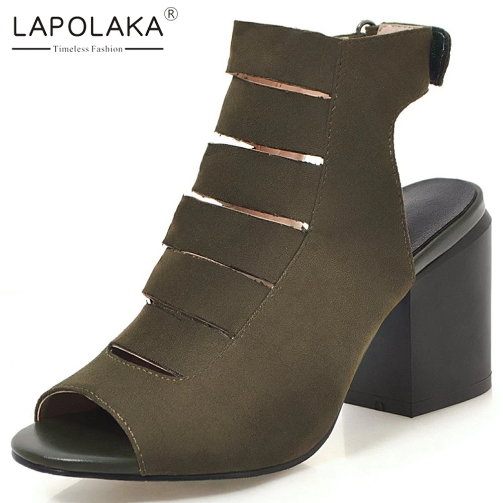 

Lapolaka New Fashion Dropship 2019 Plus Size 34-48 Peep Toe Platform hook&loop Summer Sandals Woman Shoes Women