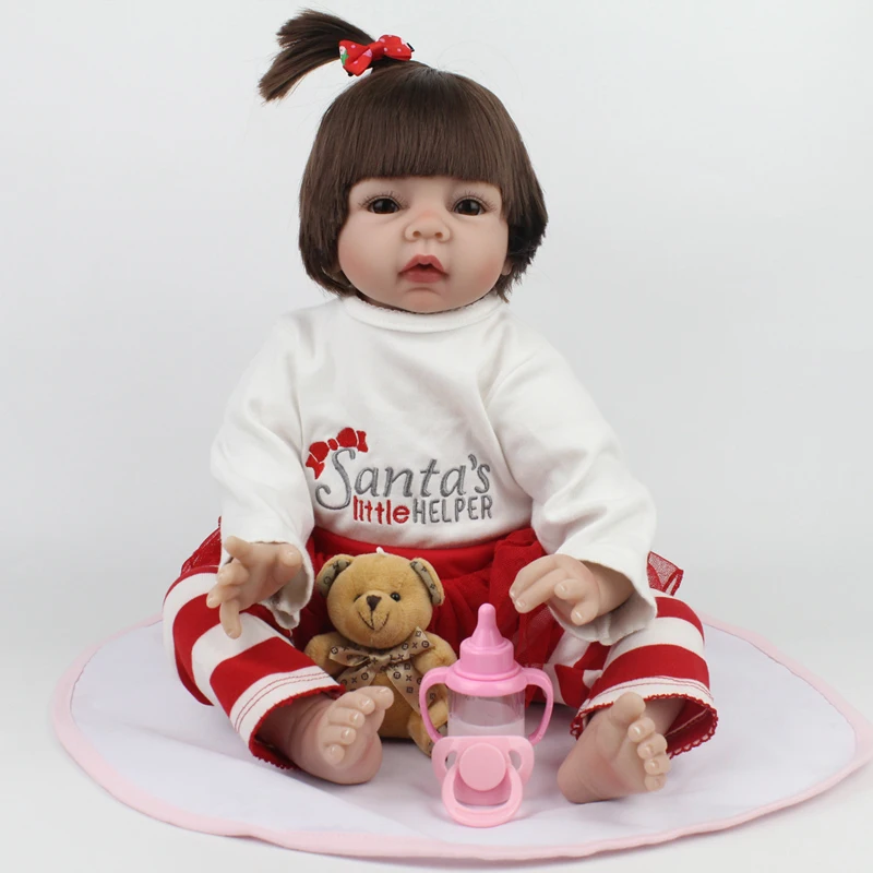 NPKDOLL Reborn Baby в куклах 22 дюйма Мягкие силиконовые куклы Reborn Baby для девочек игрушки Жизнь как Рождественский костюм для новорожденных подарки