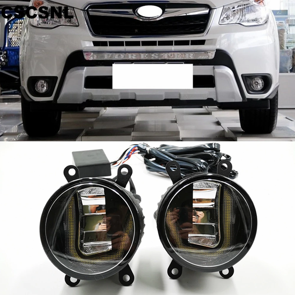 3 в 1 функции авто светодиодный свет для Subaru Forester 2013- DRL Дневной светильник автомобиля проектор противотуманная фара с желтым сигналом