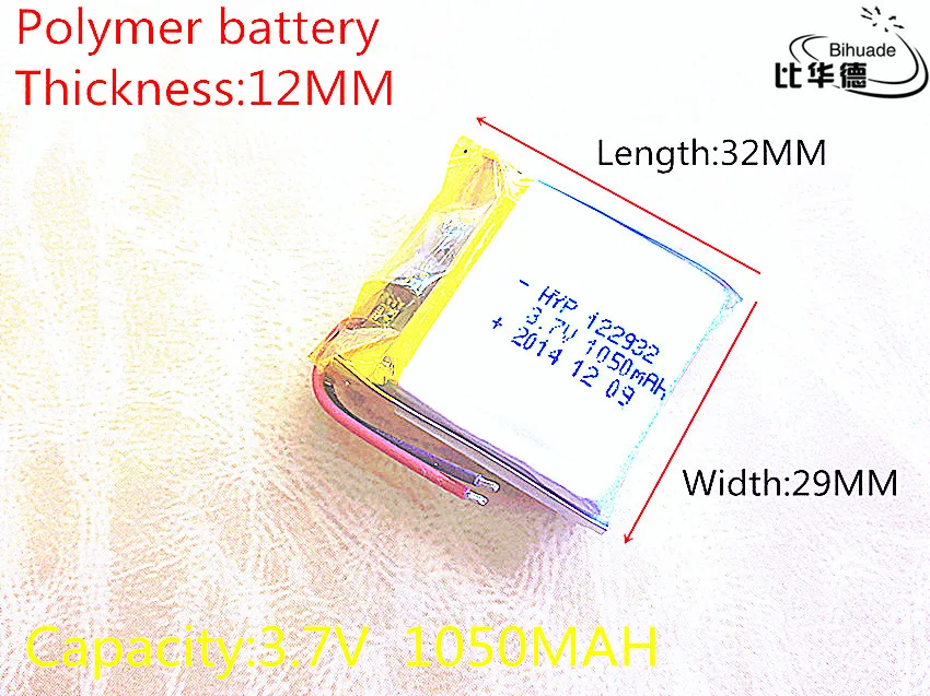 3.7V 1050mAh 122932 Lithium Polymer Li-Po li ion Rechargeable Battery cells For Mp3 MP4 MP5 GPS PSP mobile bluetooth | Электроника