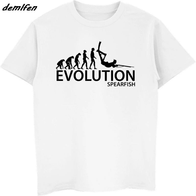 Fashion O-Neck T Shirt Homme Spearfishing T-Shirt Evolution Of Scuba Diver Spear Fishing T Shirt Tees Tops Harajuku Streetwear
