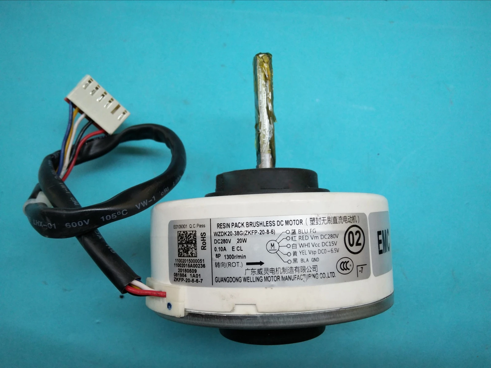 Para Midea inversor aire acondicionado sin escobillas DC ventilador Motor aire acondicionado 20 W WZDK20-38G (ZKFP-20-8-6) Reacondicionamiento Para Midea inversor aire acondicionado sin escobillas DC ventilador Motor aire acondicionado 20 W WZDK20-38G (ZKFP-20-8-6) Reacondicionamiento