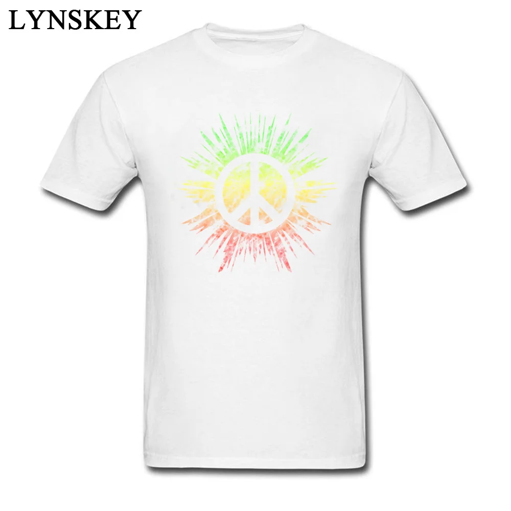 Men Tops Tees Fashionable Summer T-Shirt Cotton Fabric O-Neck Short Sleeve Cool Rasta Peace Sign Sweatshirts Top Quality Rasta Peace Sign white