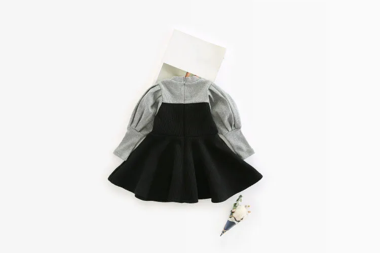 Fanfiluca Girls Dress Patchwork A-line Full Sleeve Princess Dress Cotton Kids Dresses For Girls 4 Years Crew Neck Winter003