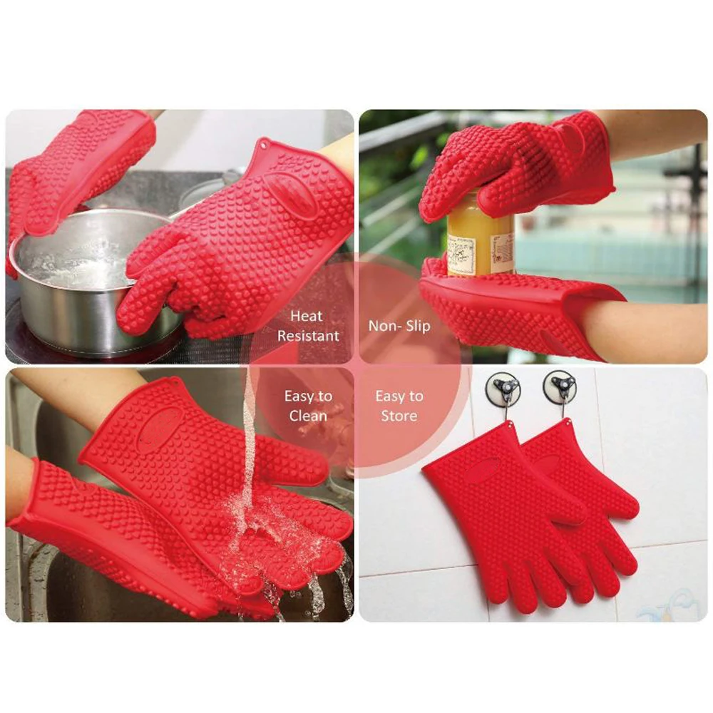 1 пара пищевая перчатка для выпечки класс термостойкая силиконовая кухонная печь для барбекю перчатки кухонные аксессуары