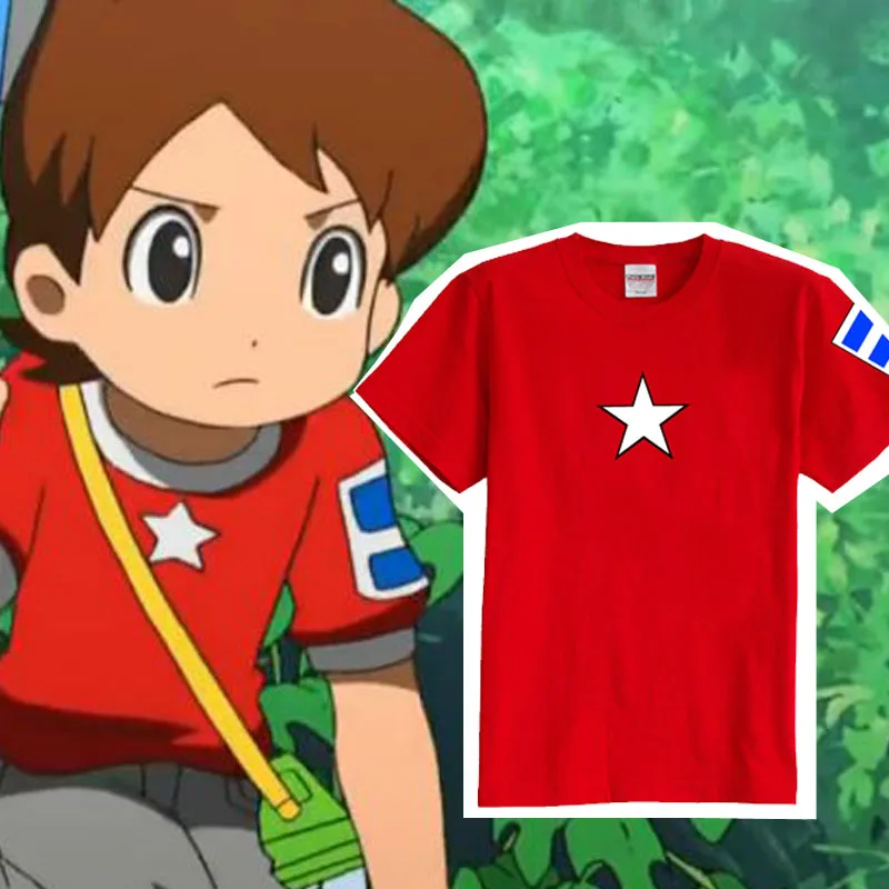 5color yo kai watch keita amano nate red short sleeve t shirt for