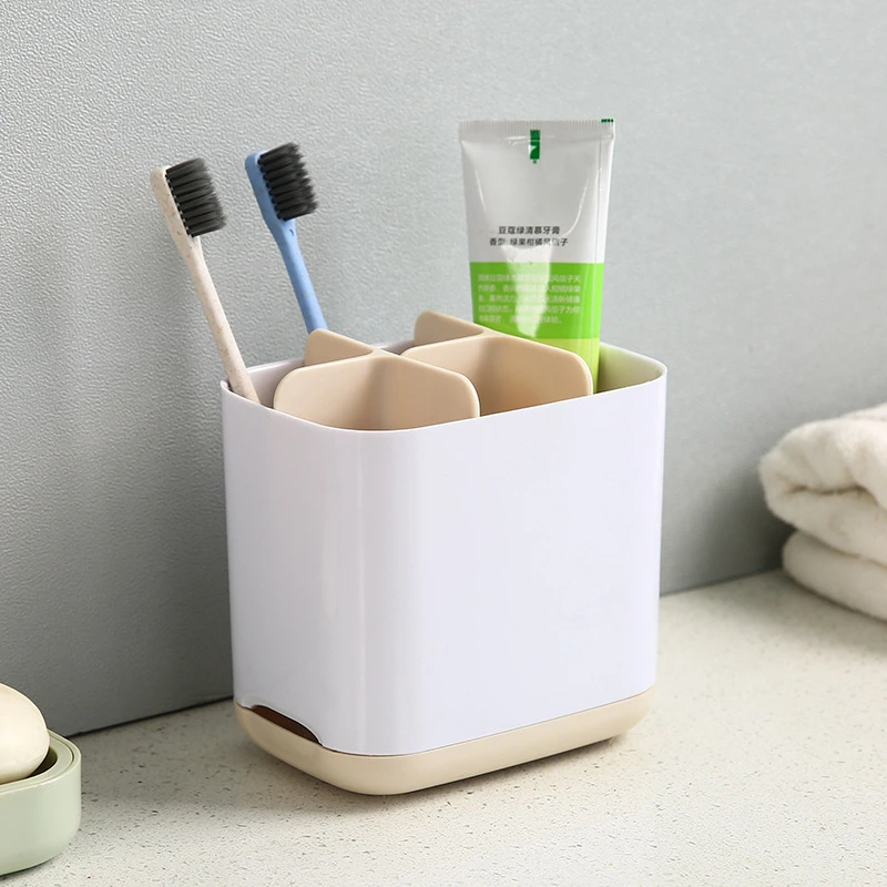 

Plastic Bathroom Toiletries Storage Box Container Creative 5 Grid Bathroom Storage Box Toothbrush Toothpaste Finishing Box Rack