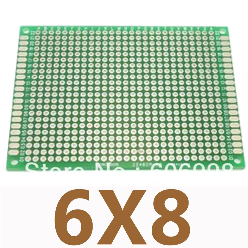5 шт./лот 6x8 см double side прототип Медь PCB Универсальный печатной плате DIY экспериментальной пластина для Arduino - изображение