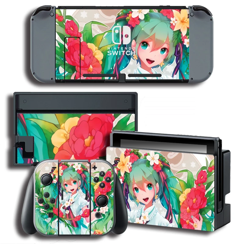 

MIKU Vinyl Skin Protector Sticker for Nintendo Switch NS Console + Controller + Stand Holder Protective Film sticker