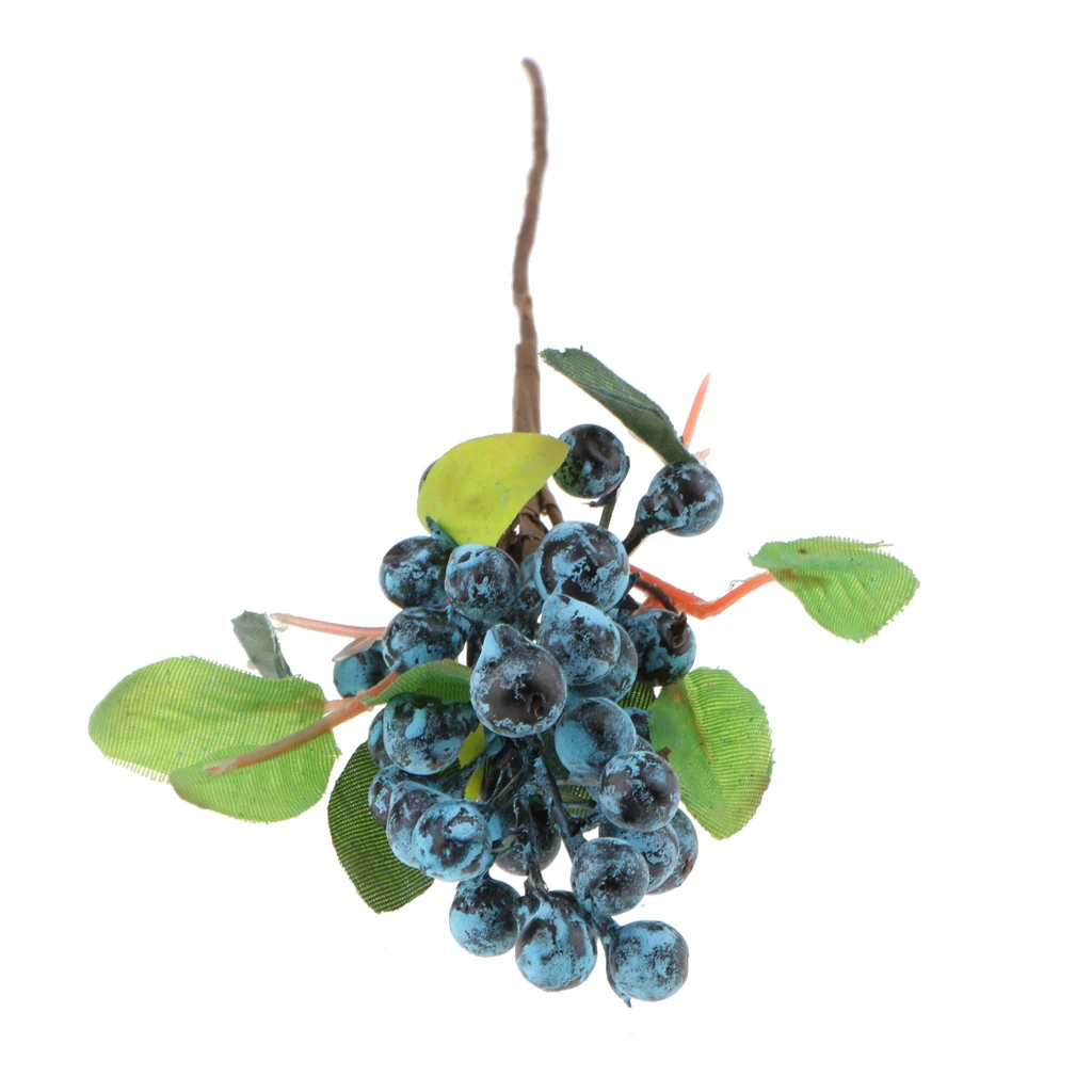 Decorative Blueberry Fruit Berry Artificial Flower Plants for Wedding Bouquet Party Decor Home Tabletop Plant Flower Ornament