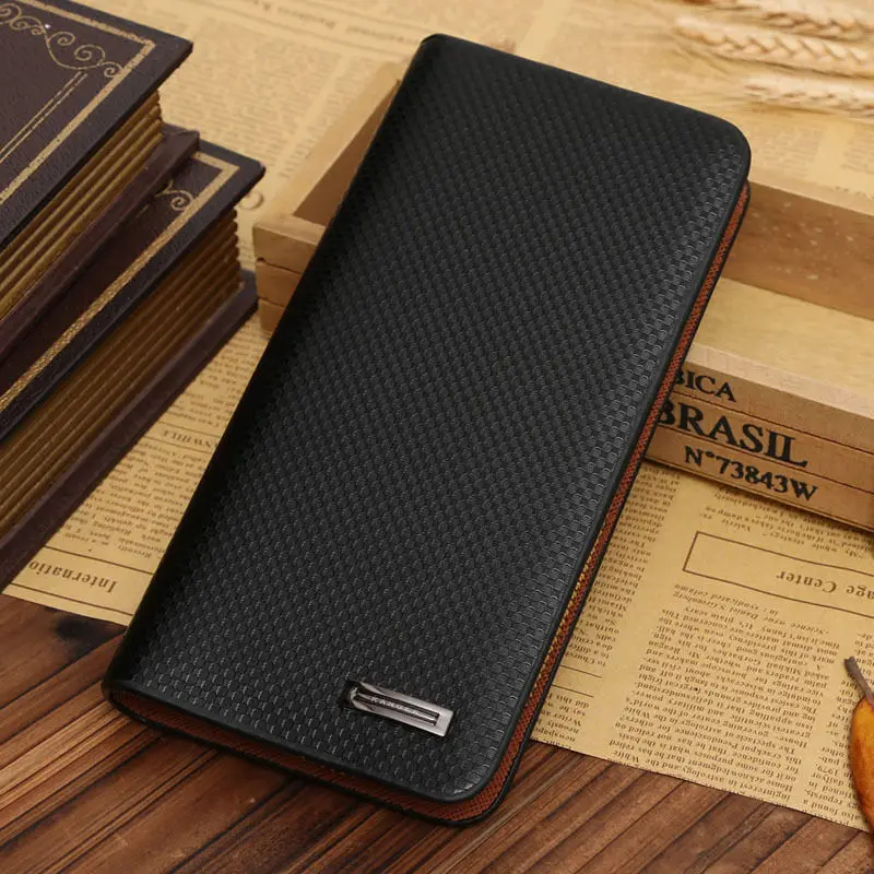 

THINKTHENDO PU Casual Large Capacity Men Long Leather Pockets Purse ID Business Credit Card Clutch Bifold Zip Wallets W1696