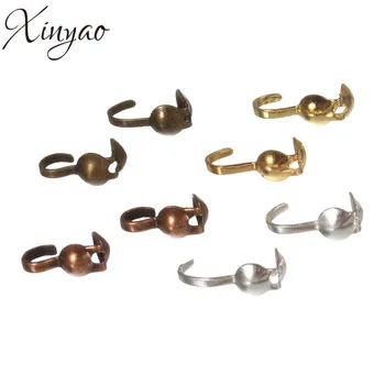 

XINYAO 200pcs/lot Dia 4mm Crimp Beads With Loops Antique Bronze/Gold/Silver Color Ball Chain Connector Jewelry Making F874