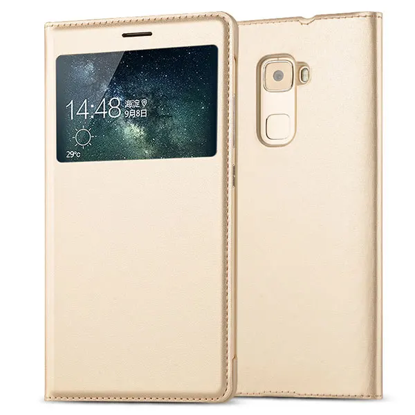 Gold FDCWTS для HuaWei mate S чехол с открытым окном откидная крышка из искусственной кожи чехол Капа для HuaWei mate S умный чехол спящий чехол s coque - Цвет: Gold