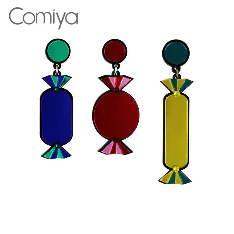 

Comiya Lovely Drop Earrings For Women Candy Shape Party Accessories Acrylic Long Dangle Earring Pendientes Mujer Moda 2019