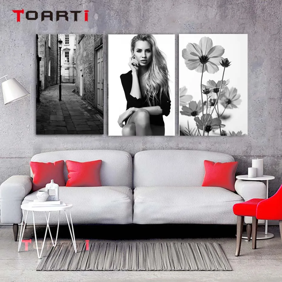 Realistic Life Scene Shoot Picture Wall Art Canvas Painting Black&White Mural Vintage Posters&Prints Living Room Home Decoration (4)