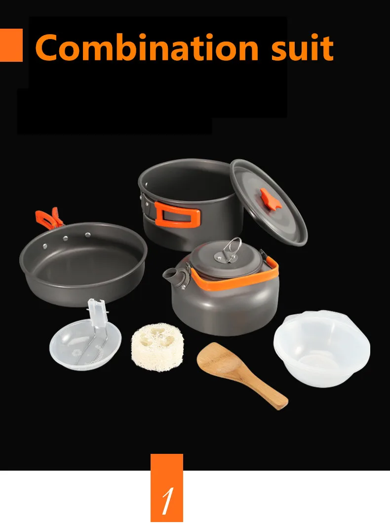 Мини-чайник из алюминиевого сплава, набор из 9 предметов, портативная напольная плита, кастрюля для 2-3 человек, походная сковорода с цветной коробкой для подарка