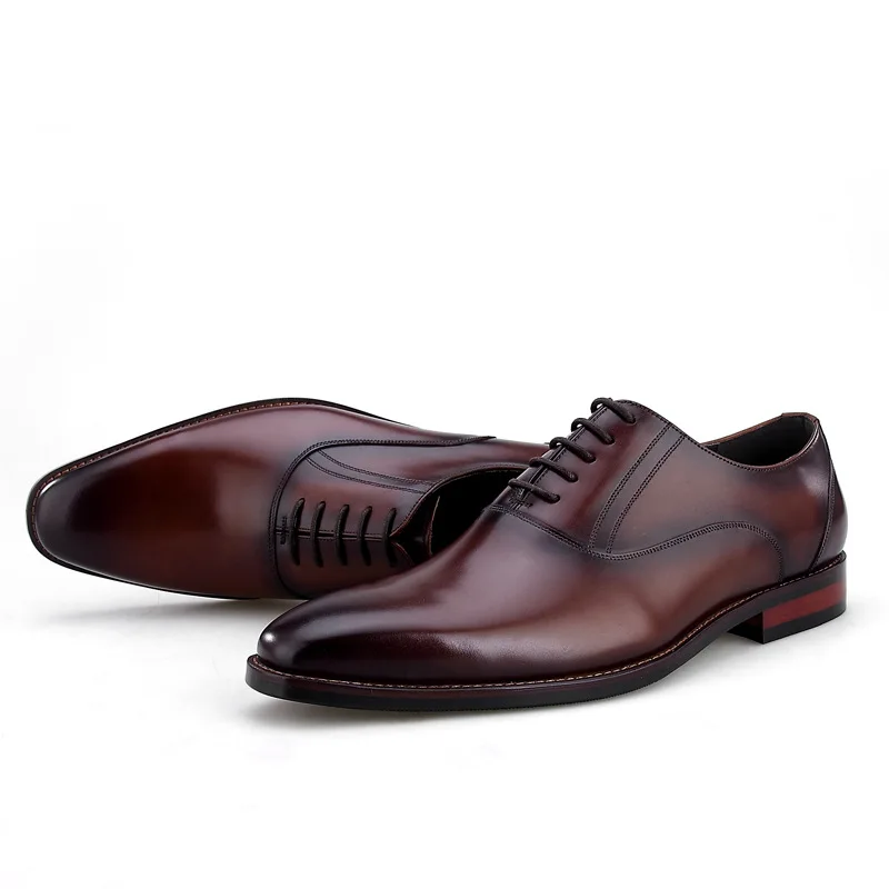 

Brown 2019 Handmade Vintage Italian Brand Designer Shoes Party Wedding Office Male Dress Shoe Genuine Leather Mens Oxford