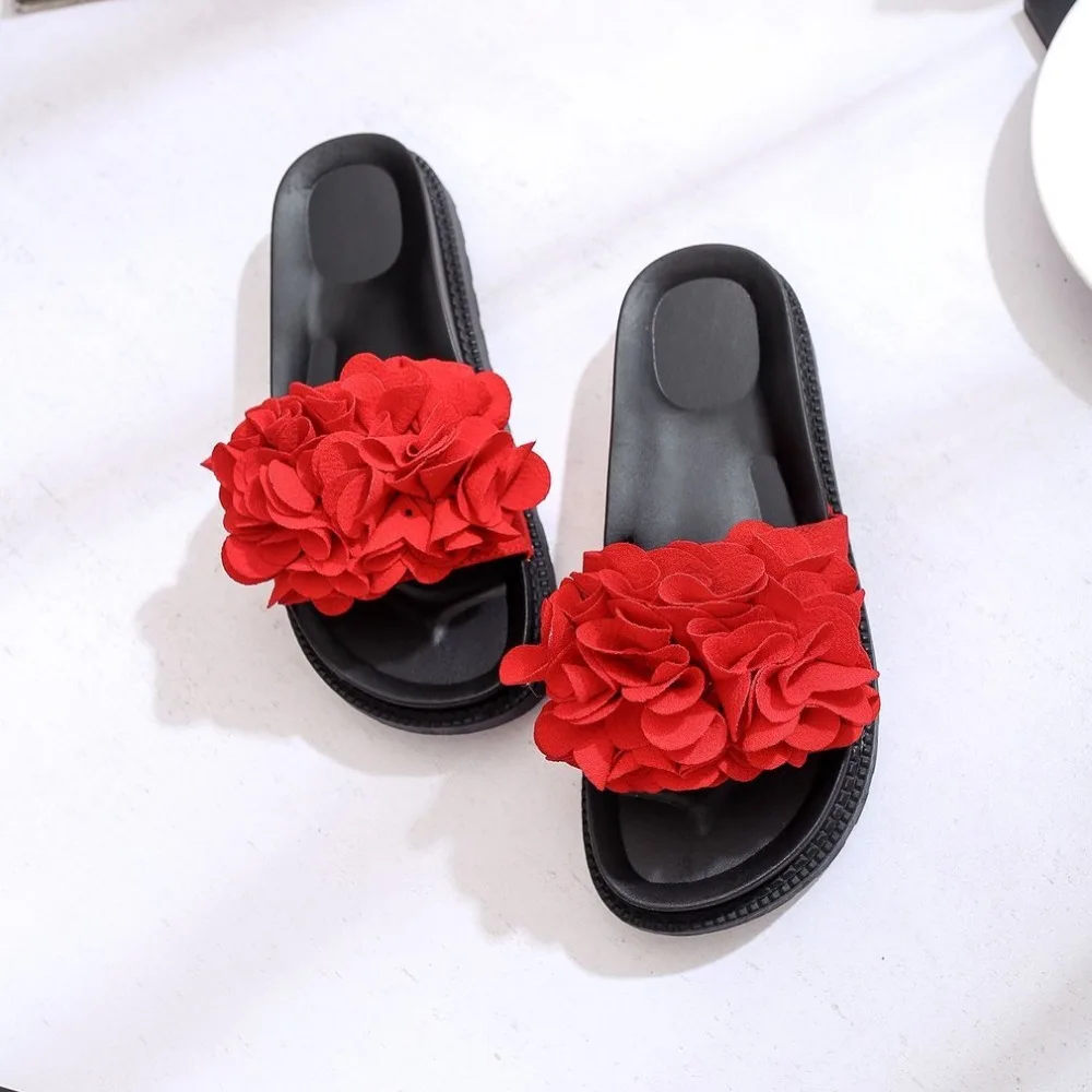 

Korean Style Summer Flowers Slippers Muffin Platform Slippers Anti-slip Thick Sole Outdoor Beach Slippers Fashion Women Shoes